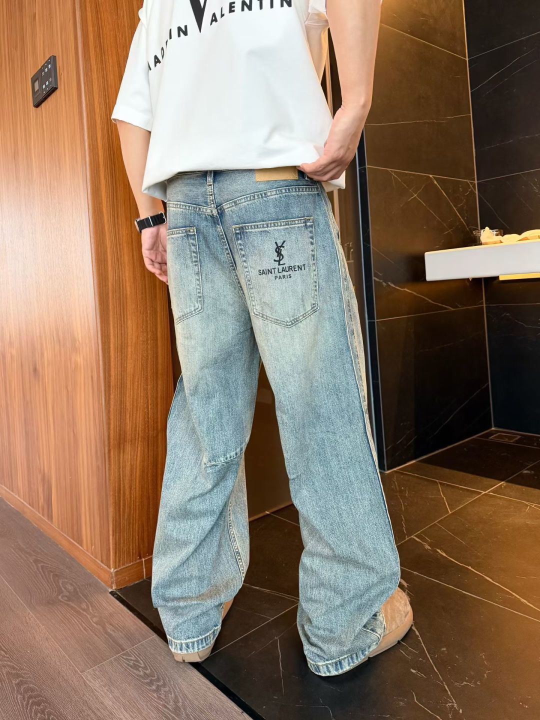 春装新款牛仔裤弯刀阔腿裤型s~2xl