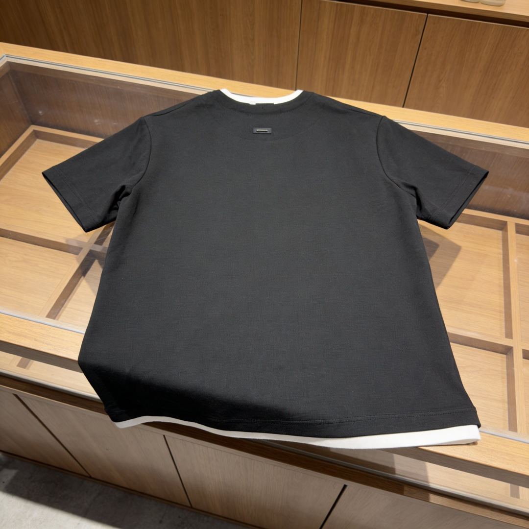 🆕loro PianaFW春夏新品圆领老钱风假两件拉链T恤，立体绣logo重工洗水半袖 工艺处理，外车线