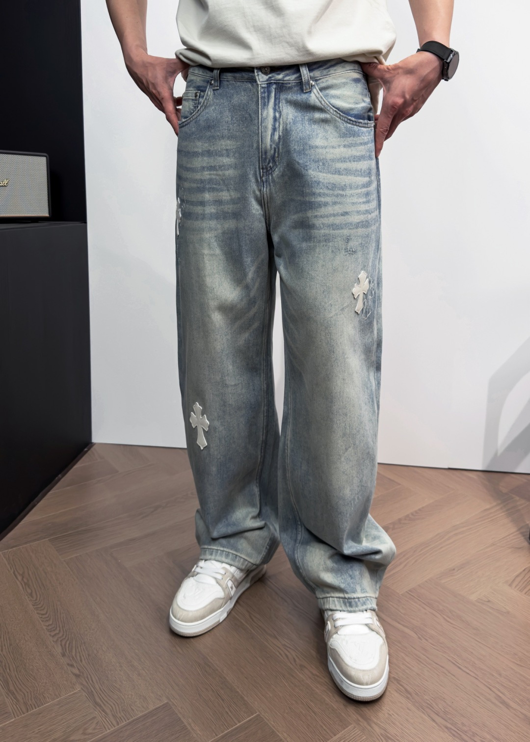 品牌：CH克家季度：2026春夏颜色：蓝色尺码：S-XL 版型：弯刀裤 牛仔裤重量：11.5安成分：83