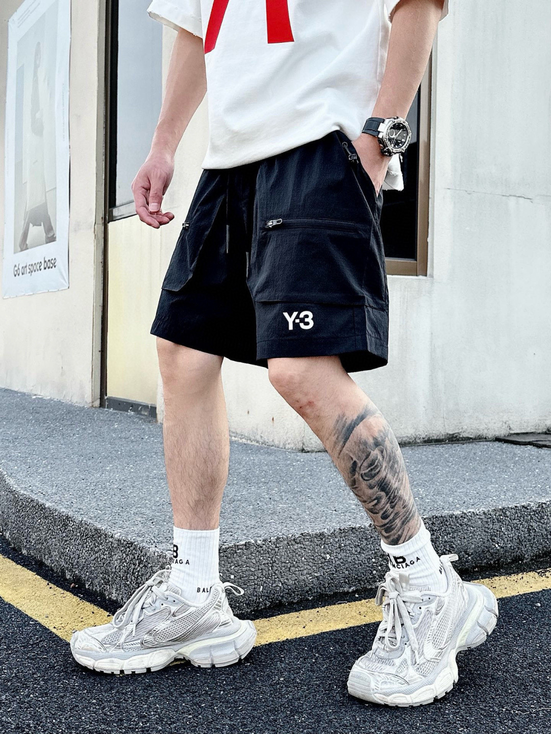 最高板本 Y-3夏季短裤上新[庆祝]颜色：黑码数：M-3XL