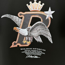 PHILIPP PLEIN SS26春夏新品Eagle印花标识短袖T恤,正面饰有鹰、皇冠和字母组合设计, PHILIPP PLEIN SS26春夏新品Eagle印花标识短袖T恤,正面饰有鹰、皇冠和字母组合设计,