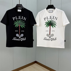 PHILIPP PLEIN SS26春夏新品Tennis Club印花标识短袖T恤,正面饰有棕榈树、网球拍和“Tenni PHILIPP PLEIN SS26春夏新品Tennis Club印花标识短袖T恤,正面饰有棕榈树、网球拍和“Tenni