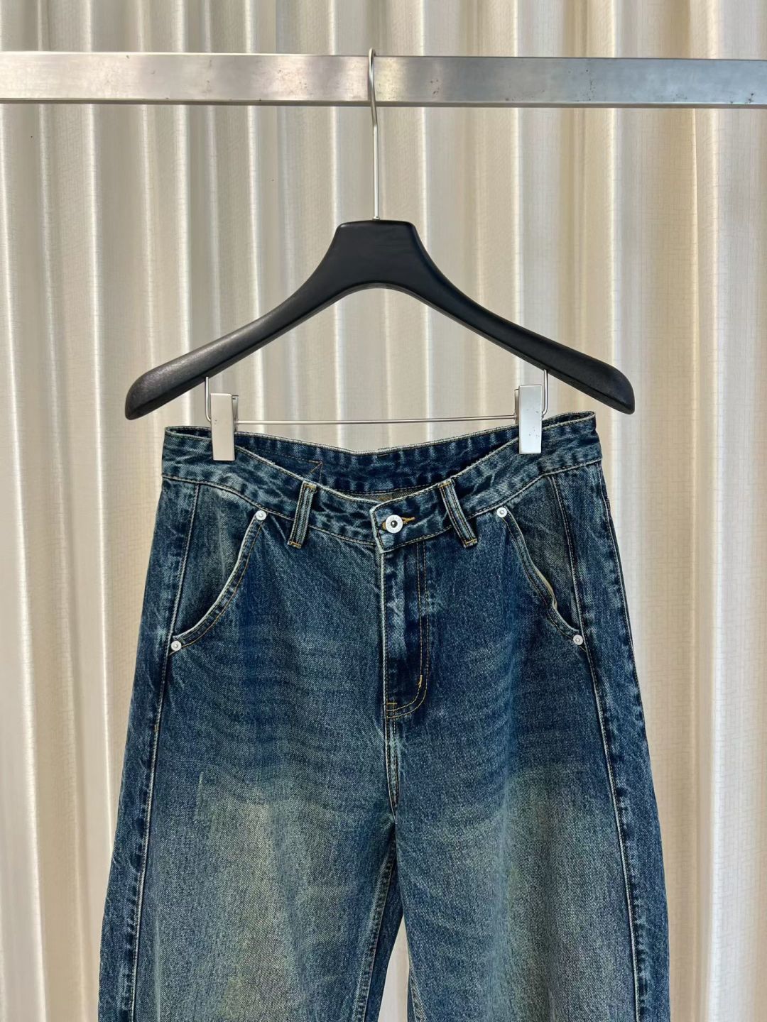 秋季新款弯刀阔腿牛仔裤 S-XL 