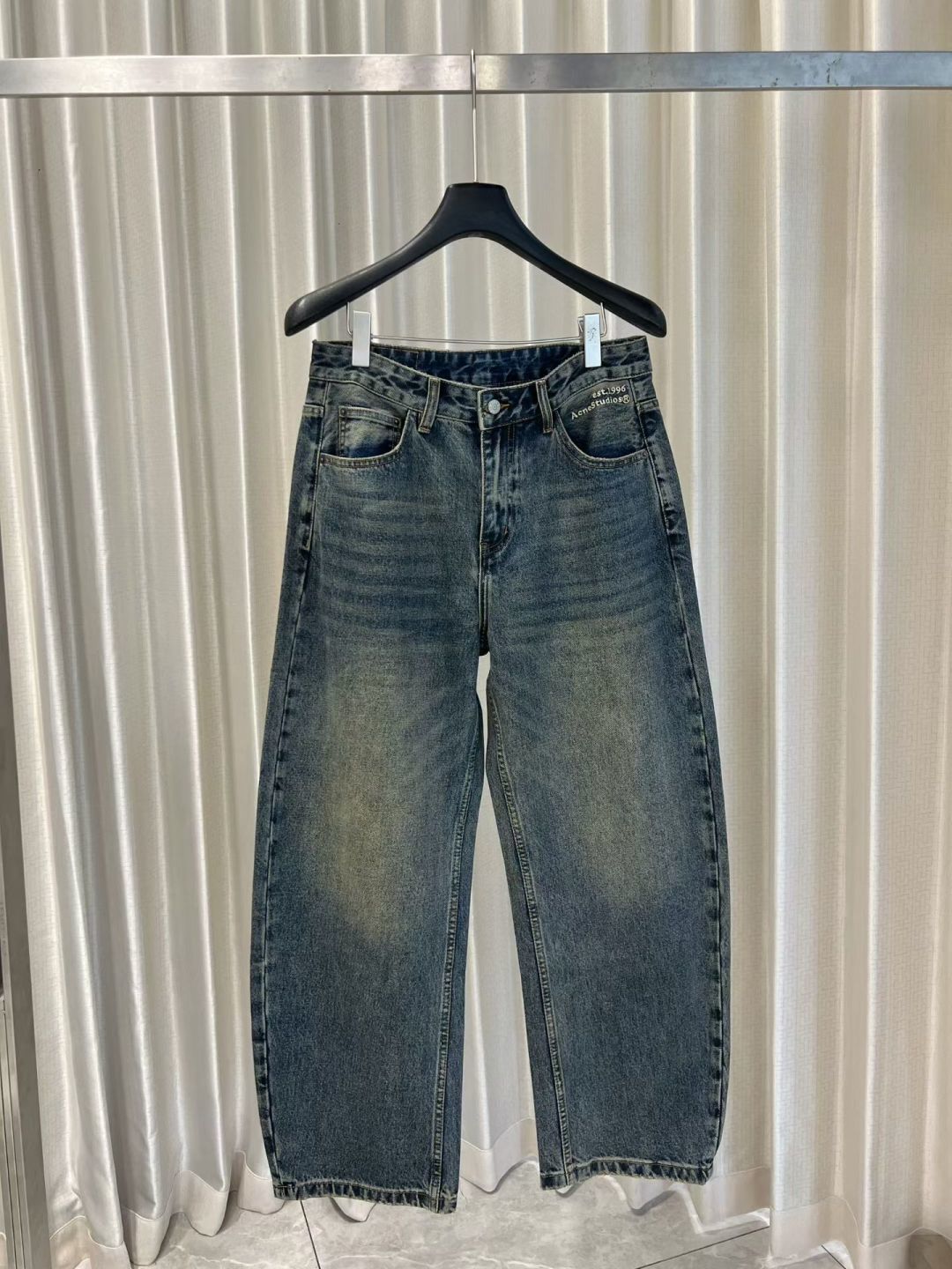 秋季新款弯刀阔腿牛仔裤 S-XL 