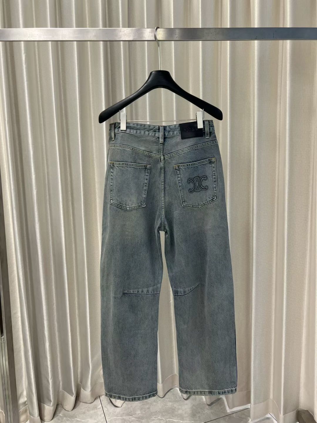 塞琳秋季新款 弯刀阔腿牛仔裤 S-XL