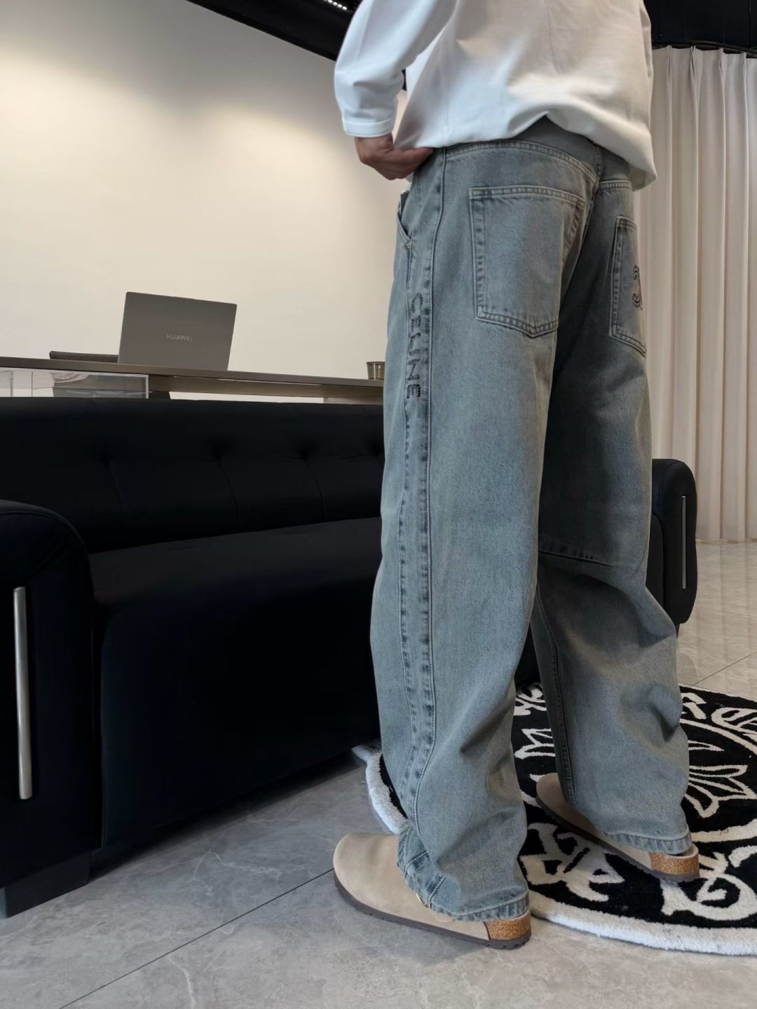 新款牛仔裤 弯刀阔腿裤型 S-XL