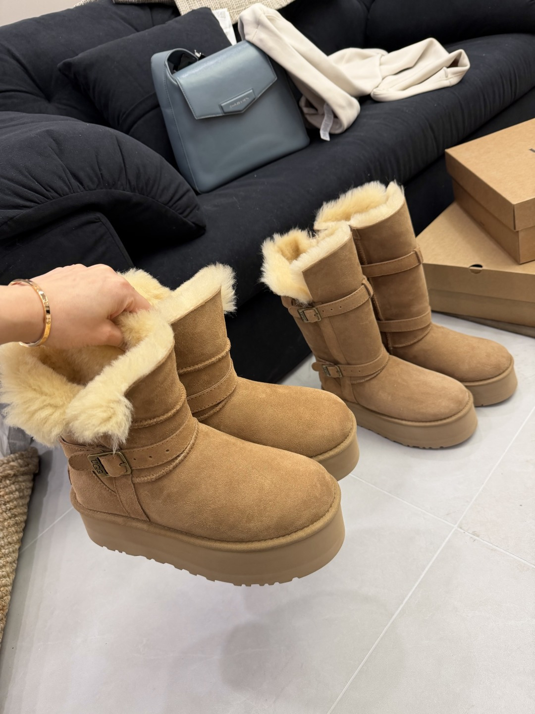 NO:651335,Maroon｜Thick-soled 5cm V-neck knight boots, snow boots, boots19860909栗色｜厚底5cmV口小骑士靴,雪地靴,boots,Women's Shoes