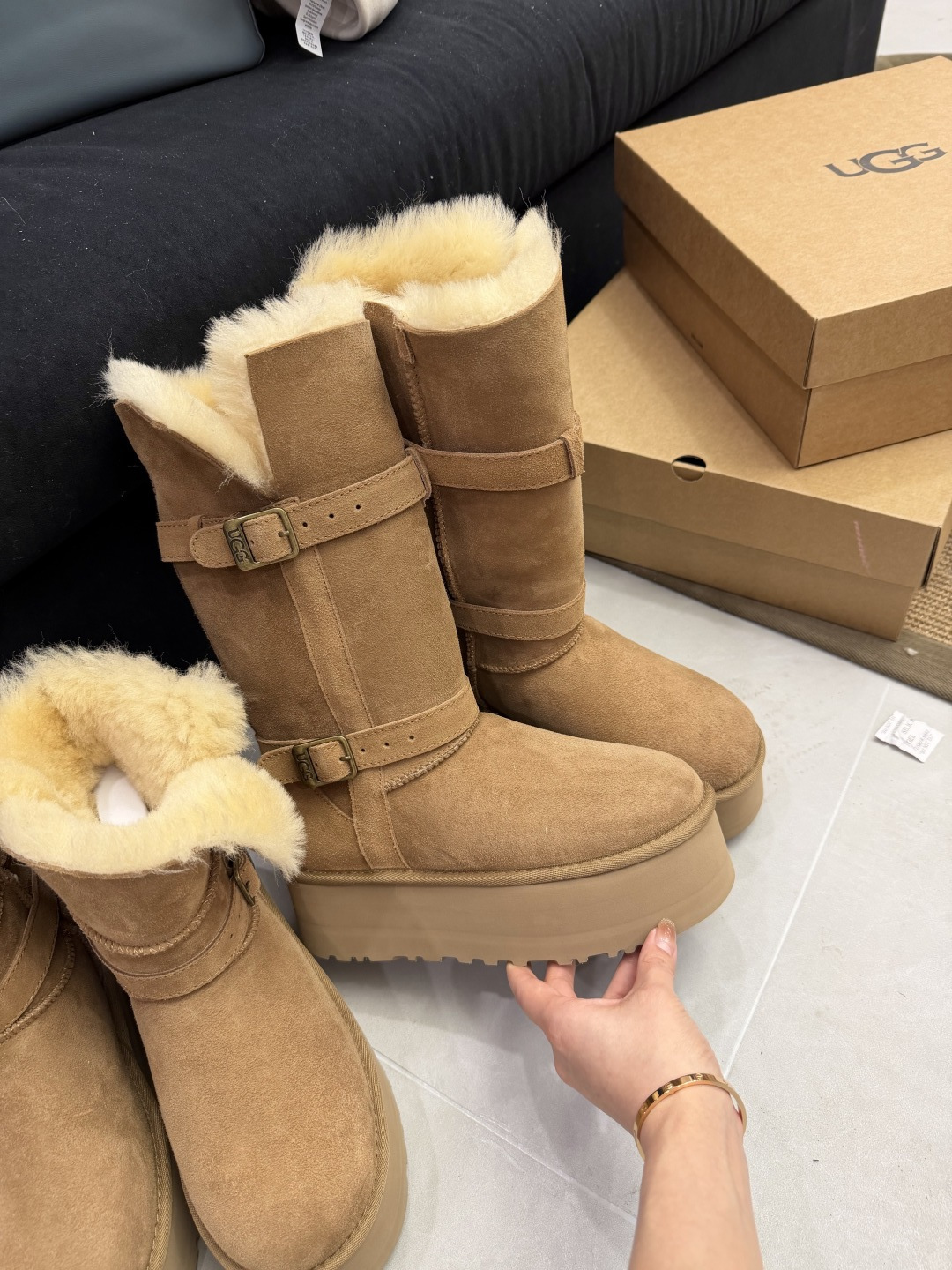 NO:651348,Maroon｜Thick-soled 5cm V-mouth large knight boots, snow boots, boots19860909栗色｜厚底5cmV口大骑士靴,雪地靴,boots,Women's Shoes