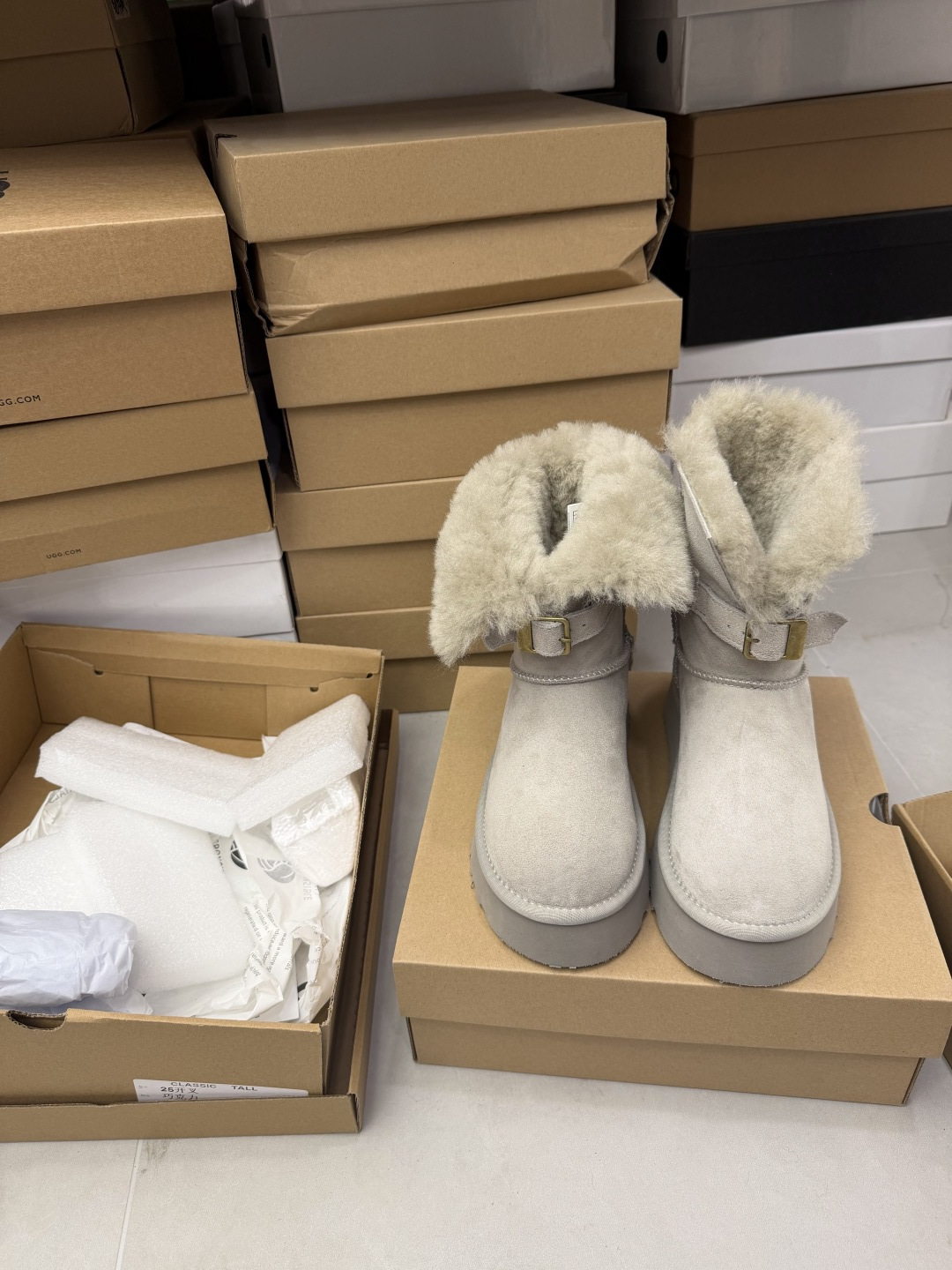NO:651328,Goat Grey｜Leather buckle two-wear boots, snow boots, boots19860909山羊灰｜皮扣两穿靴,雪地靴,boots,Women's Shoes