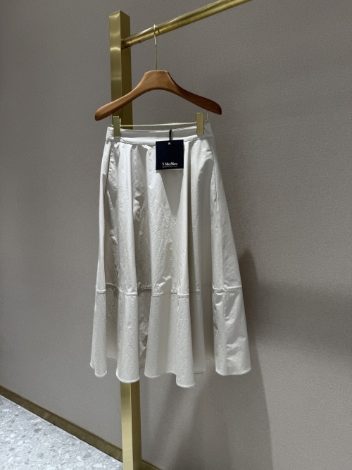 MaxMara Cotton A-Line Midi Skirt - Washed Cotton Poplin, Back Zip Closure 1 MaxMara Cotton A-Line Midi Skirt - Washed Cotton Poplin, Back Zip Closure