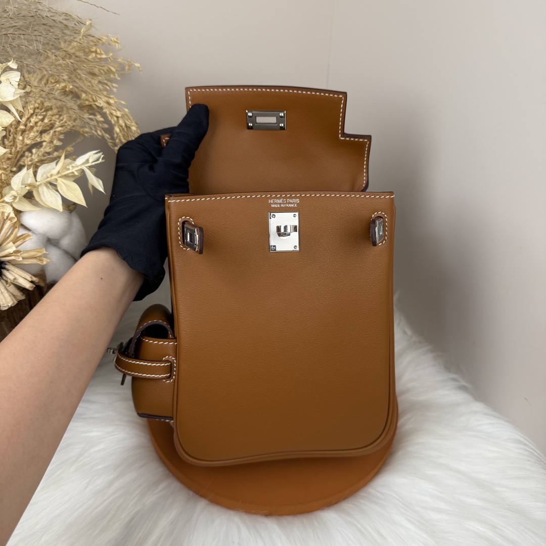 Kelly Jump Backpack Swift Leather in Gold with Silver Hardware - Compact Style 6 cmp i1743075995895 1274 0 3