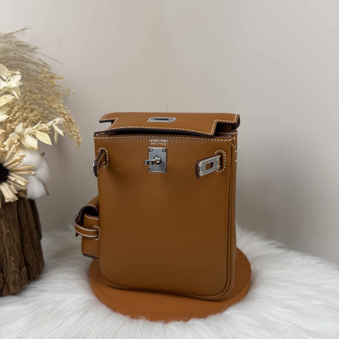 Kelly Jump Backpack Swift Leather in Gold with Silver Hardware - Compact Style 5 cmp i1743075995895 7769 0 2