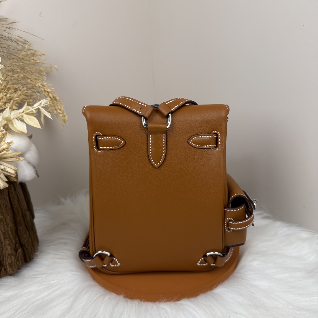 Kelly Jump Backpack Swift Leather in Gold with Silver Hardware - Compact Style 3 cmp i1743076001290 4004 0 1