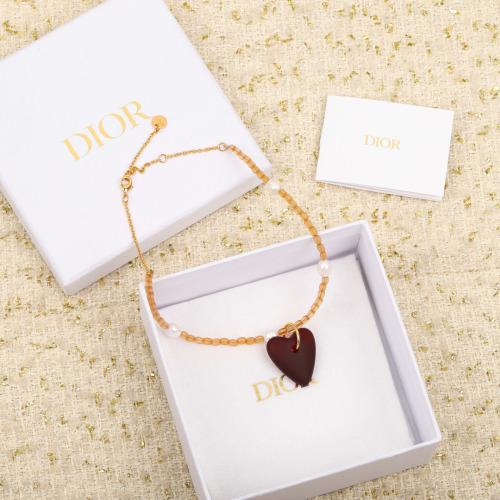 Dior Heart Pendant Necklace with Pearls and Gold-Tone Finish