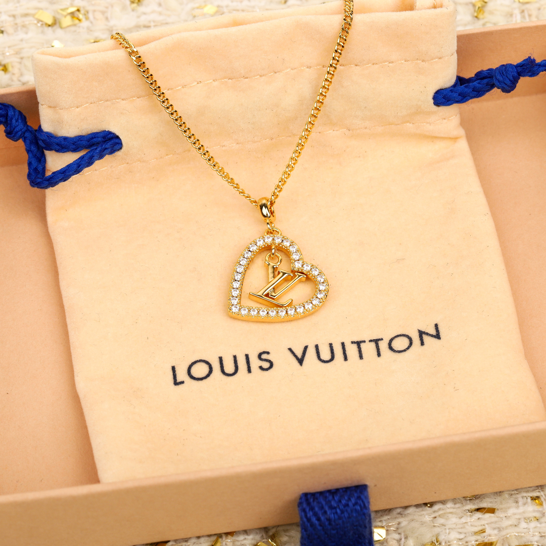 Louis Vuitton Inspired Heart Pendant Necklace | Gold Finish, Fashion Jewelry 4 cmp i1740761237896 5052 0 2