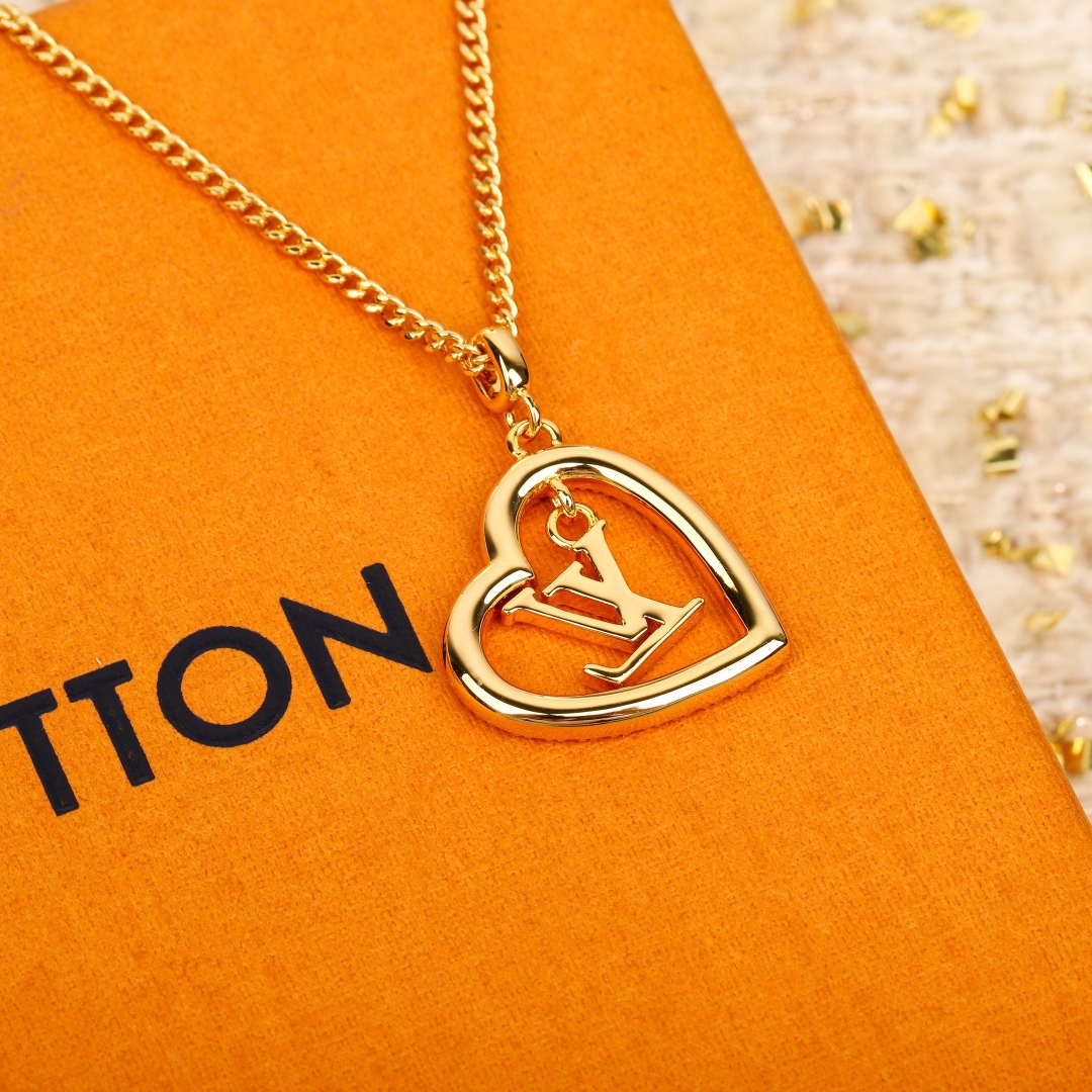 Louis Vuitton Inspired Heart Pendant Necklace | Gold Finish, Fashion Jewelry 6 cmp i1740761239062 5518 0 4