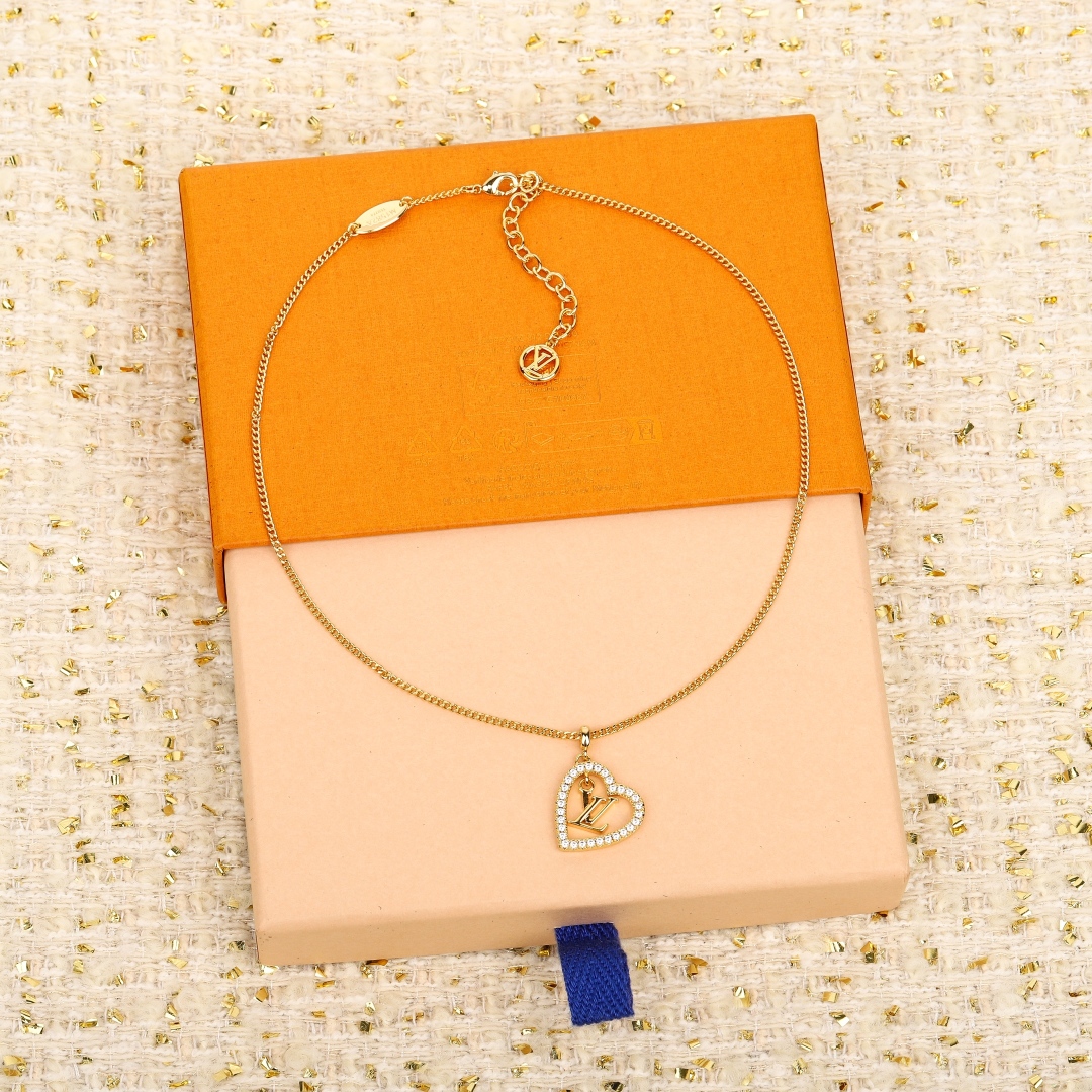 Louis Vuitton Inspired Heart Pendant Necklace | Gold Finish, Fashion Jewelry 7 Louis Vuitton Inspired Heart Pendant Necklace | Gold Finish, Fashion Jewelry