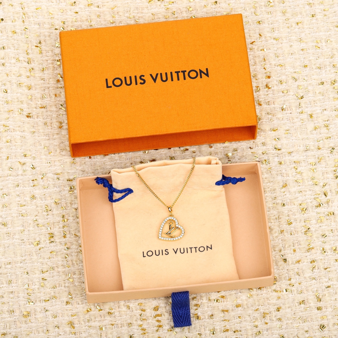 Louis Vuitton Inspired Heart Pendant Necklace | Gold Finish, Fashion Jewelry 3 cmp i1740761241585 9503 0 1