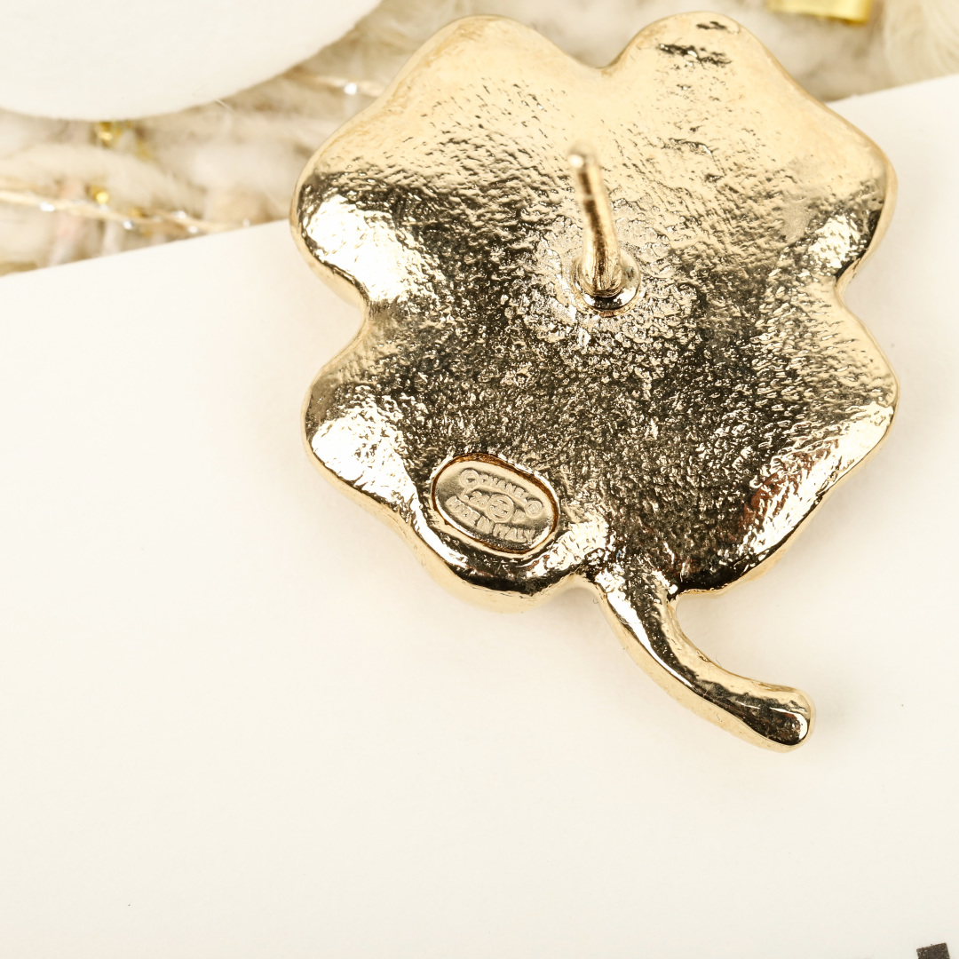 Chanel Clover Double C Earrings, Brass and Enamel, Gold and White 7 cmp i1740848299275 9593 0 5