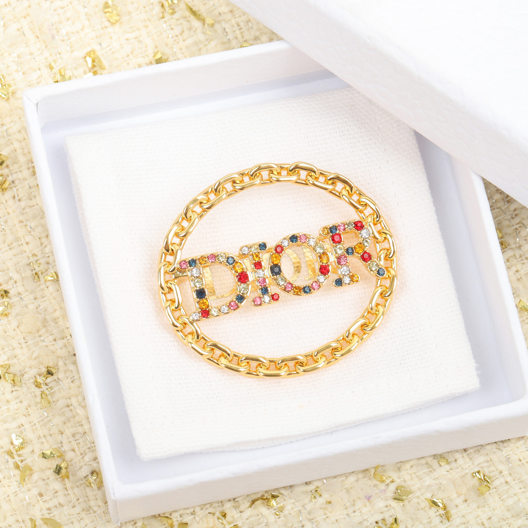Dior latest彩钻胸针 with Swarovski crystals, exquisite brass plating, highly recommended for perfect wear.-Big cat