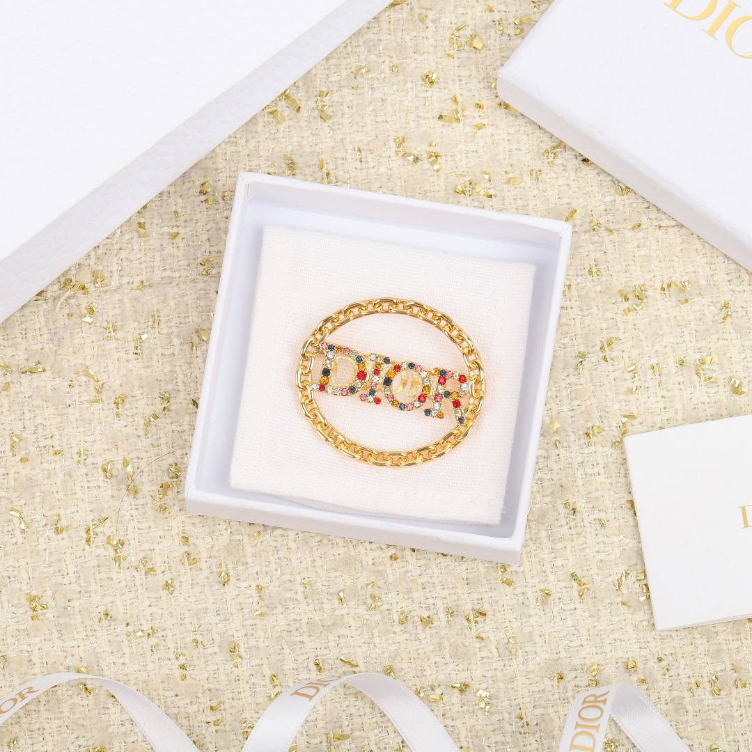 Dior latest彩钻胸针 with Swarovski crystals, exquisite brass plating, highly recommended for perfect wear.-Big cat