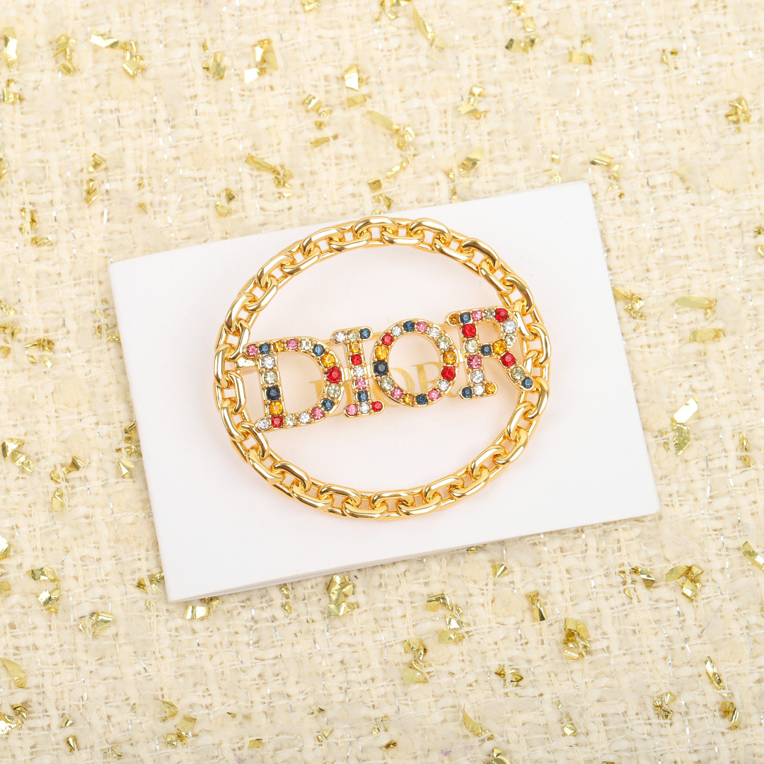 Dior latest彩钻胸针 with Swarovski crystals, exquisite brass plating, highly recommended for perfect wear.-Big cat