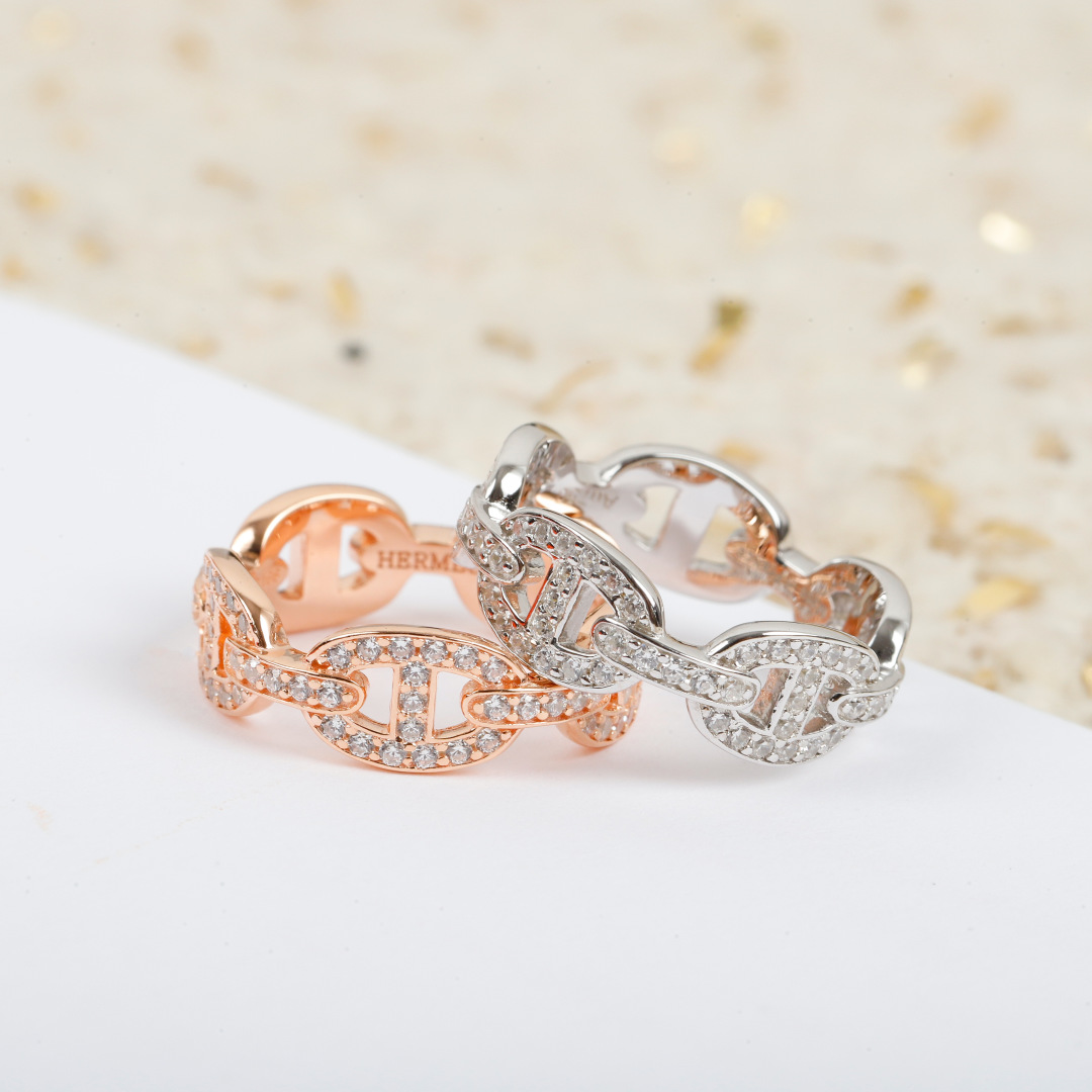 [Hermès Jewelry]203406[We produce] Pig Nose Full Diamond Ring ZP identifies th