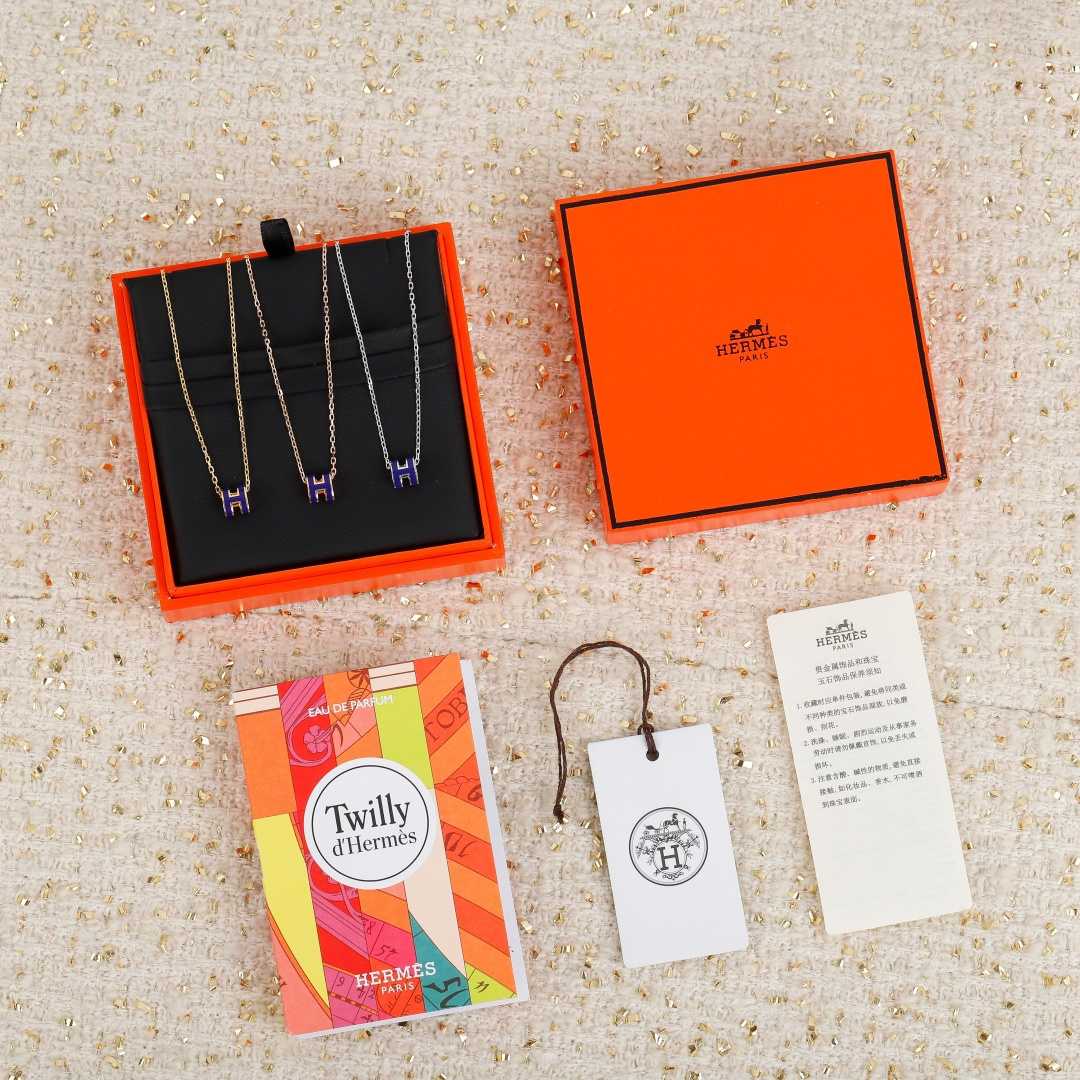 HERMES Mini Pop H Necklace Silver Pendant