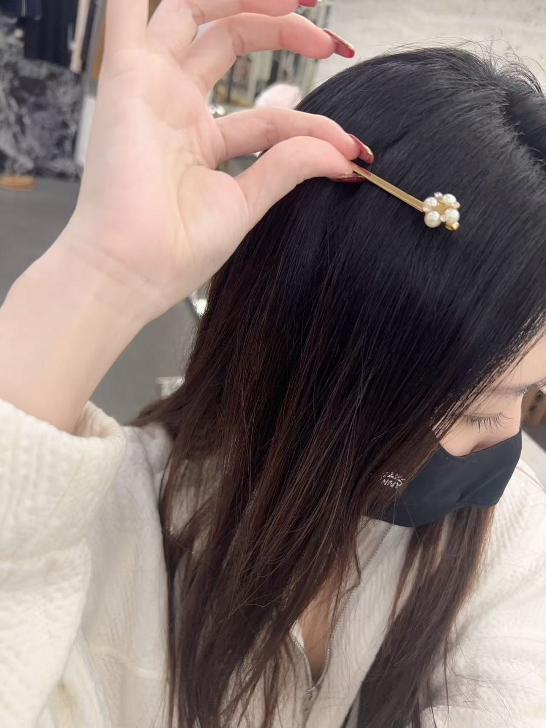 [Celine Jewelry][Cel ne square pearl hairpin] stylish and simple A very creat