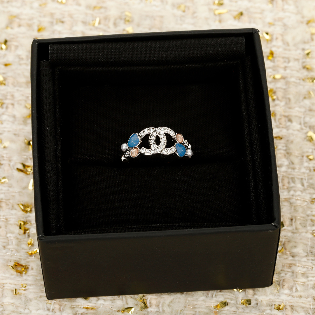 [Chanel Jewelry][Fragrant blue heart flower double c ring] Know the beauty of