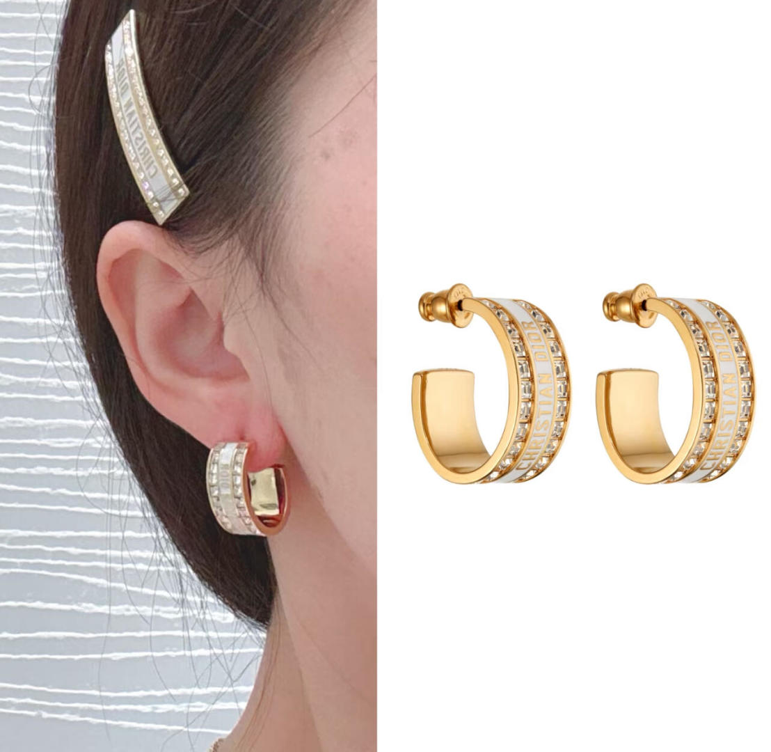 [Dior Jewelry][D or row of diamond enamel earrings] The hottest collection in