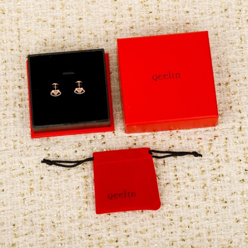 Qeelin Petite Yu Yi 18K Rose Gold Diamond Lock Stud Earrings 1 Qeelin Petite Yu Yi 18K Rose Gold Diamond Lock Stud Earrings