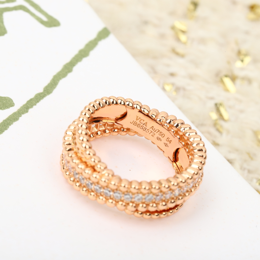 【】Perlée diamonds duo戒指，可订做18K真金真钻版，只做对版真金货，价询客Fu

圆