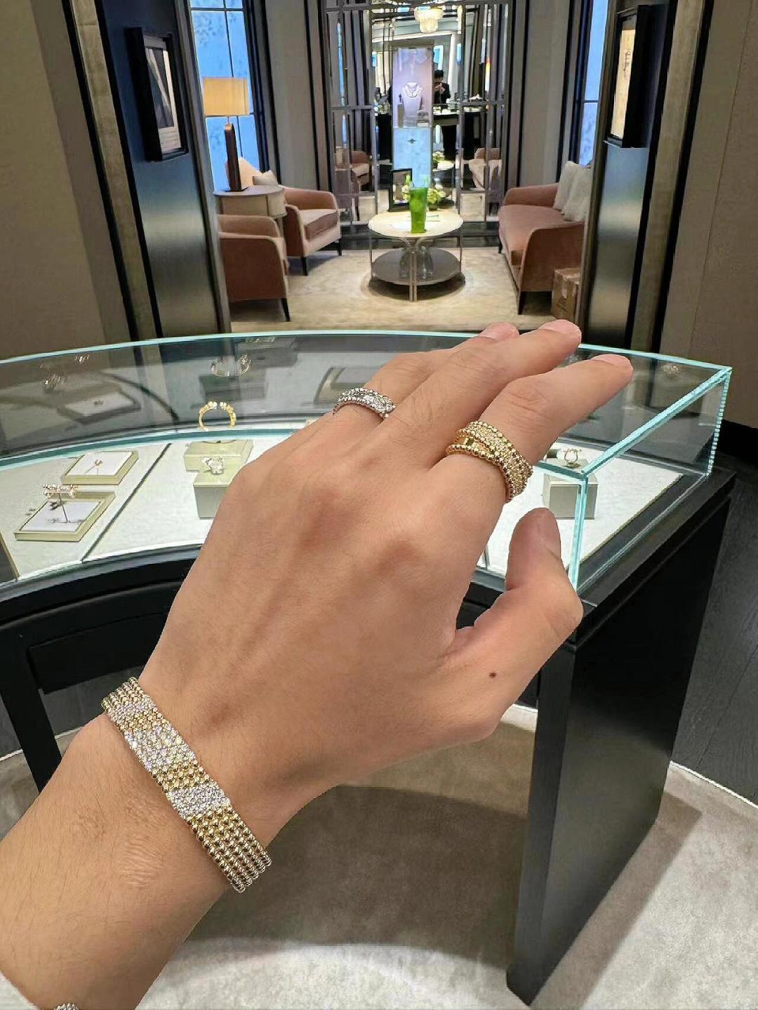 【】Perlée diamonds duo戒指，可订做18K真金真钻版，只做对版真金货，价询客Fu

圆