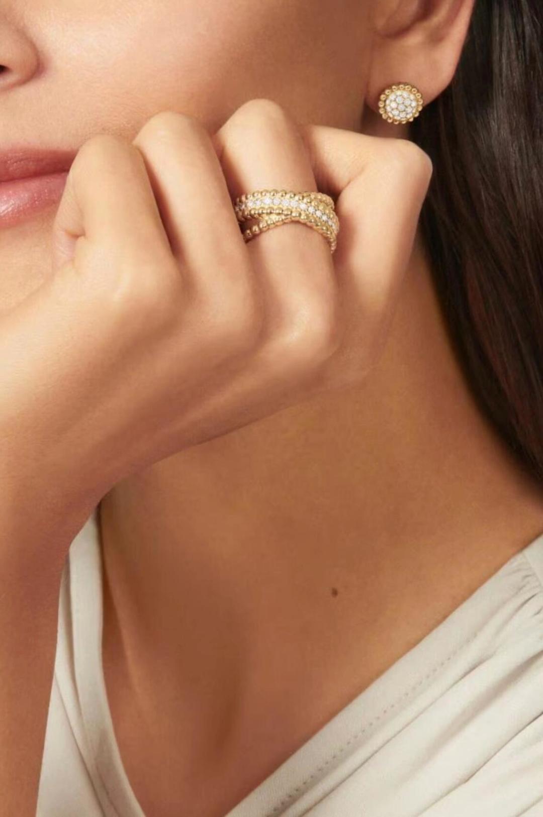 【】Perlée diamonds duo戒指，可订做18K真金真钻版，只做对版真金货，价询客Fu

圆