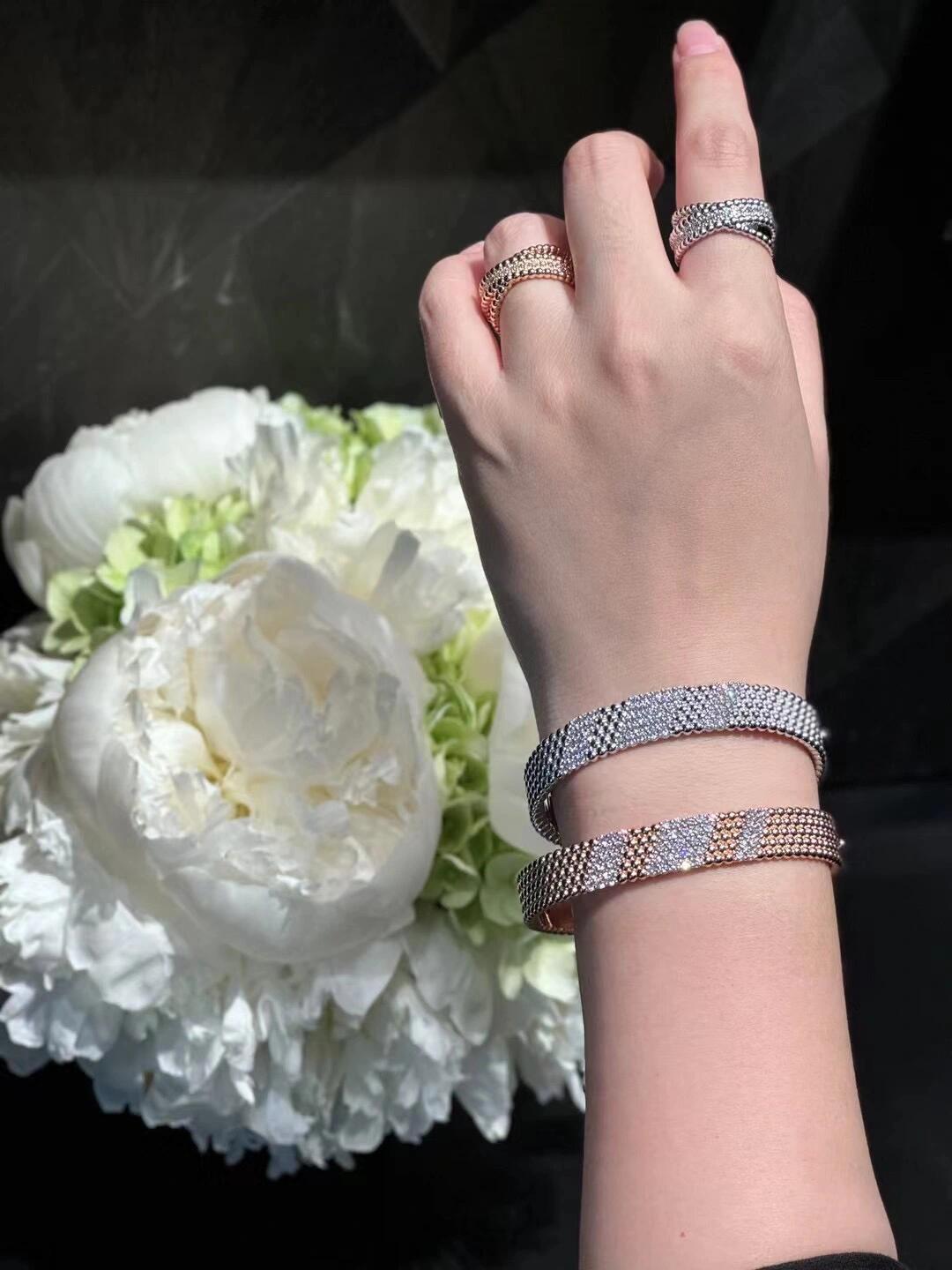 【】Perlée diamonds duo戒指，可订做18K真金真钻版，只做对版真金货，价询客Fu

圆