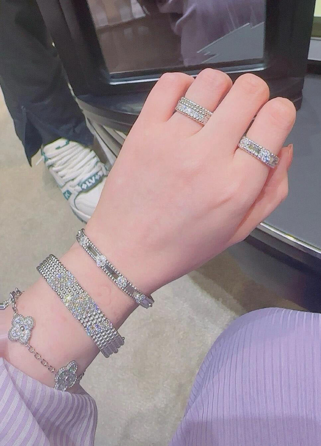 【】Perlée diamonds duo戒指，可订做18K真金真钻版，只做对版真金货，价询客Fu

圆