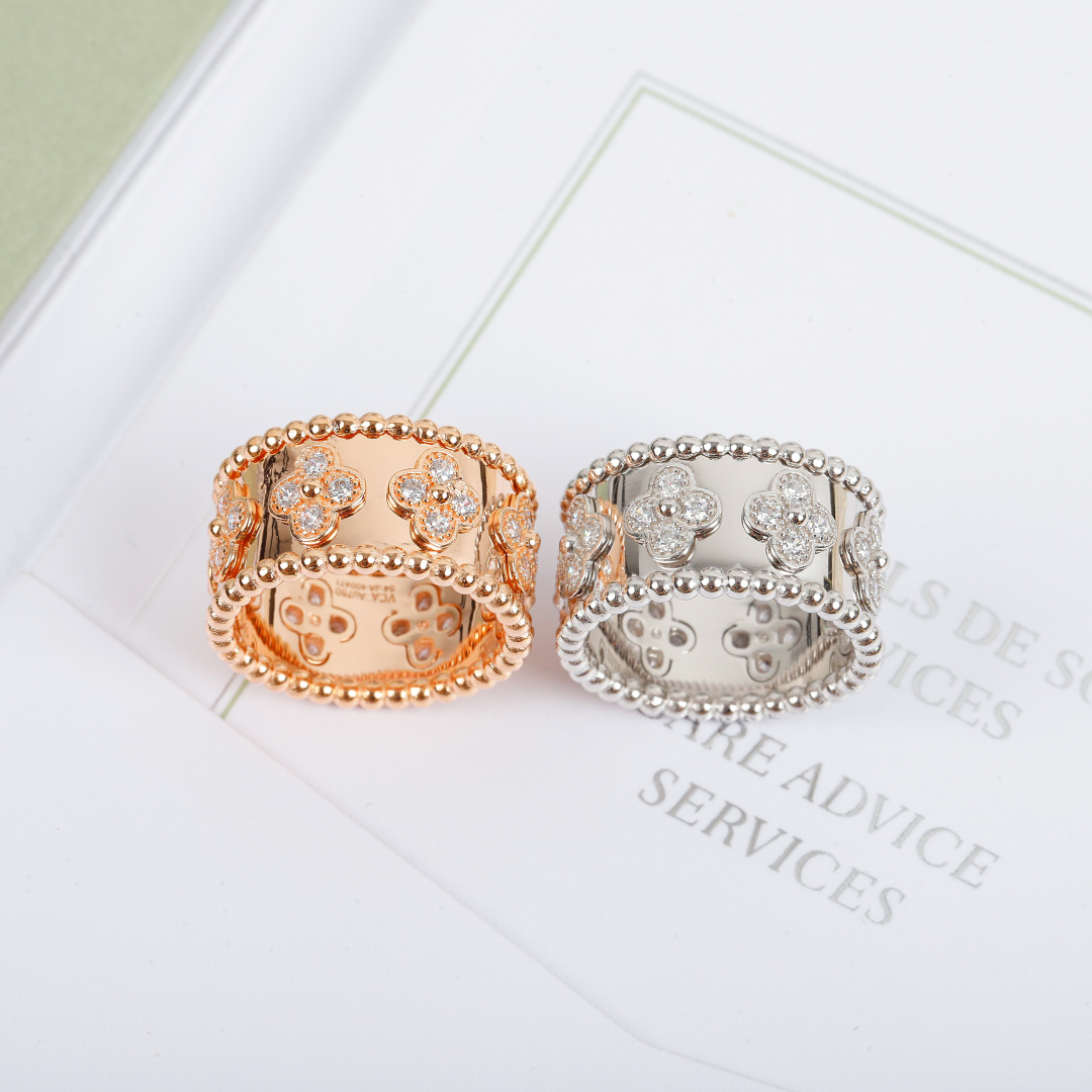 【我们出品】 万花筒戒指 Perlée四叶幸运图案戒指  可订做真金真钻版，
Perlée™ clove