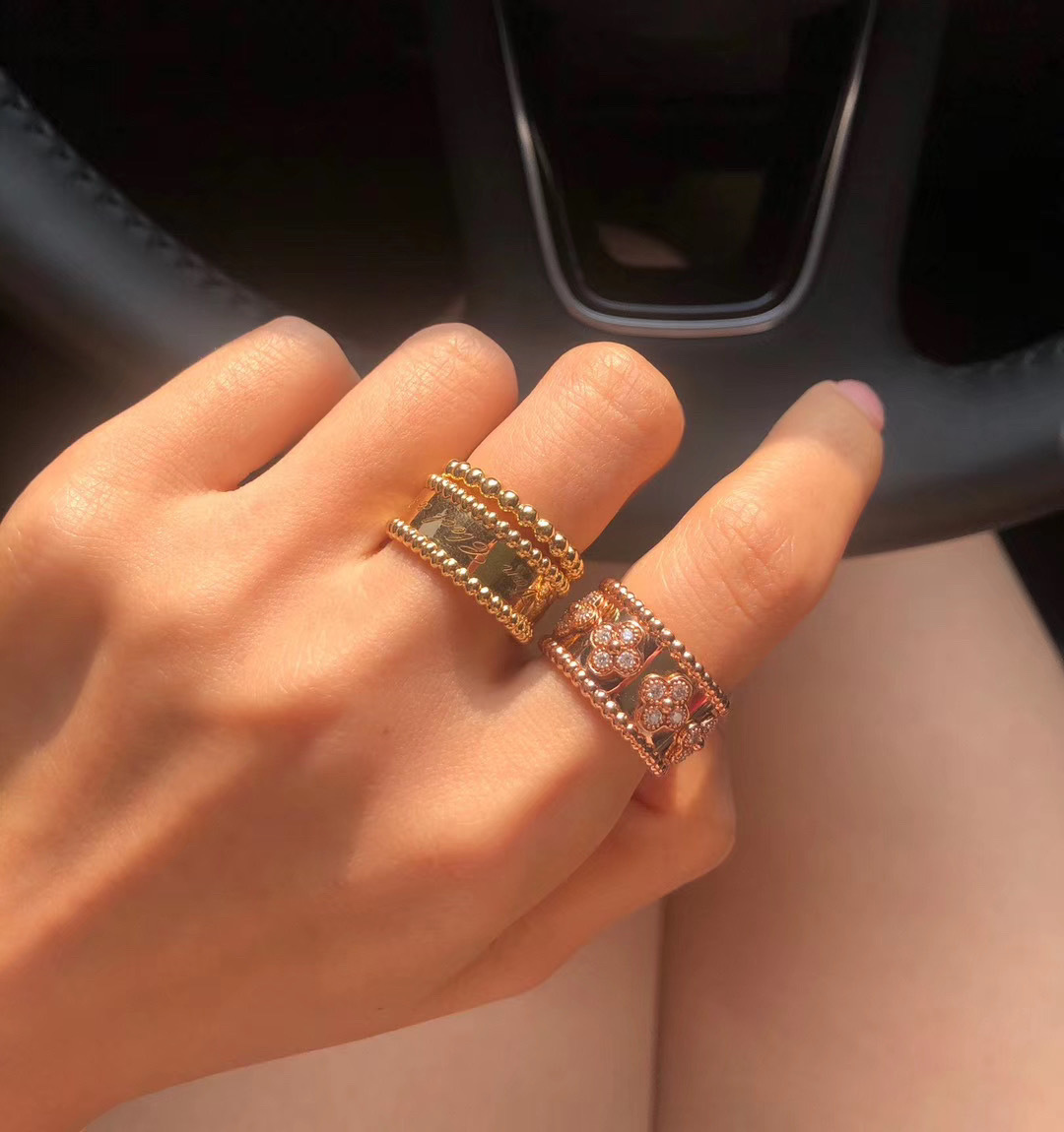 Van Cleef & Arpels PerléeTM Clovers: Real-Gold Lucky Ring with Four-Leaf Symbol