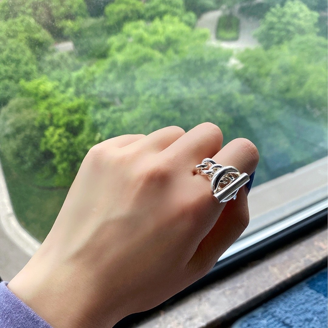 925 Pure Silver Ring with Unique Design and Steel Stamp, Valuable Collectible. - 图片 4