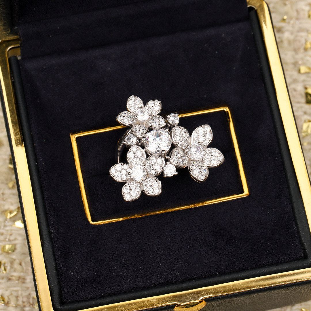 Exquisite Wild Flower Jewelry Collection: Diamond Flowers in 925 Silver and Gold - 图片 2