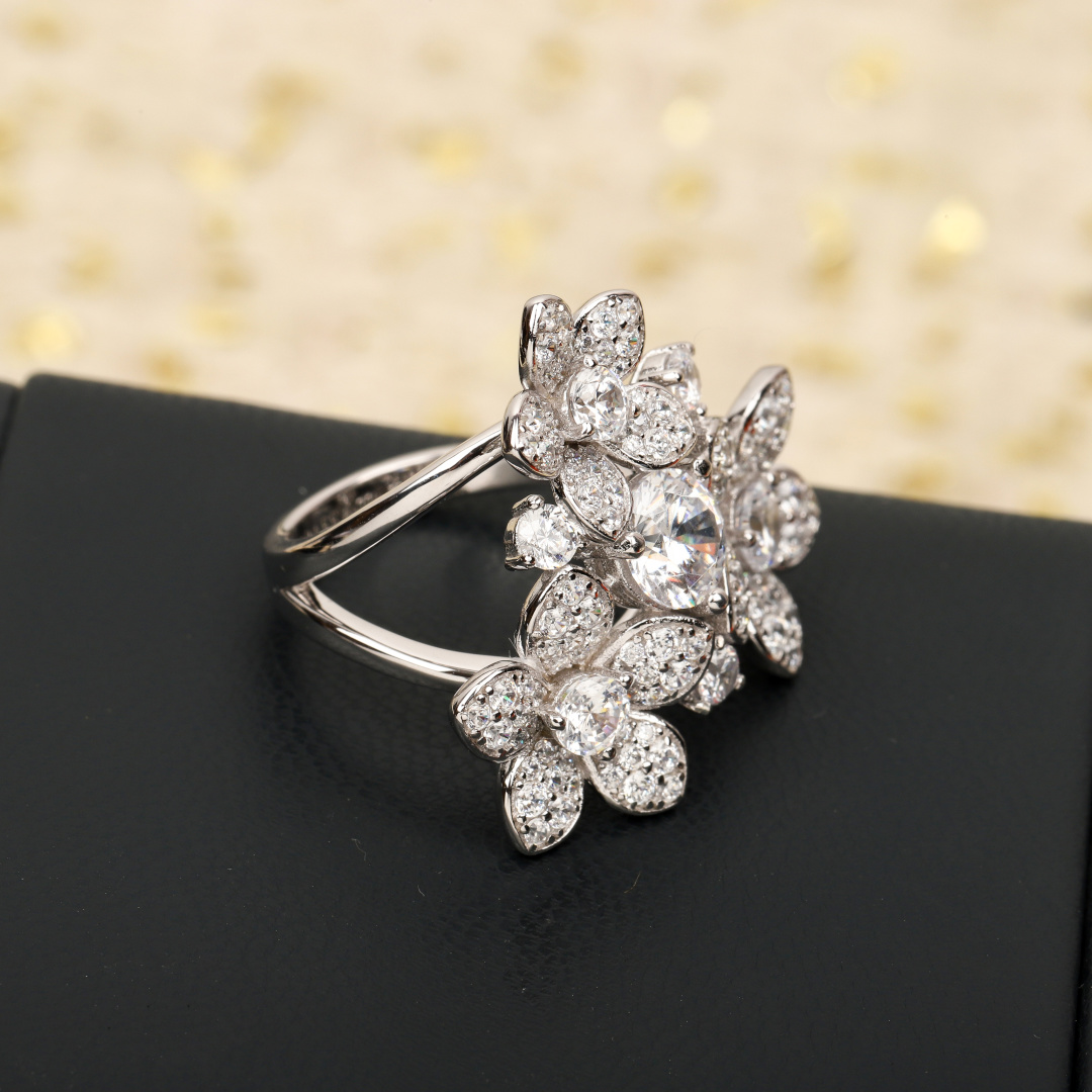Exquisite Wild Flower Jewelry Collection: Diamond Flowers in 925 Silver and Gold - 图片 4