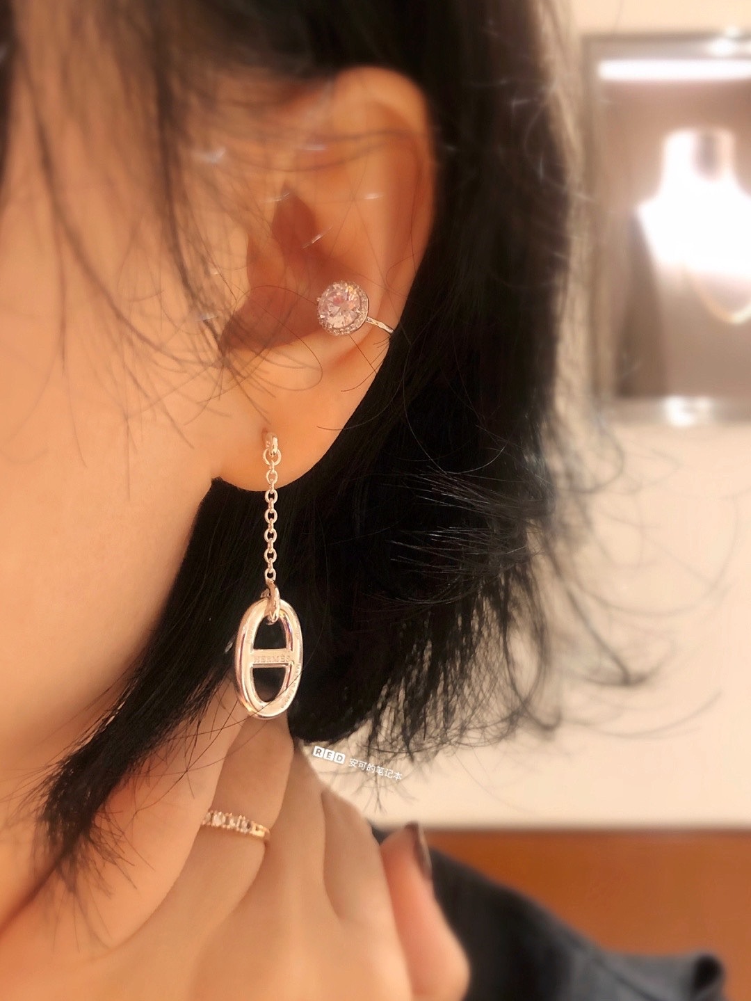 “925 Pure Silver Earrings with Champagne Gold and Platinum Plating” - 图片 9