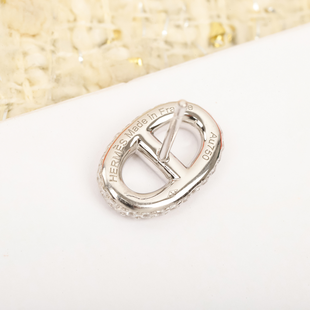 “P7000 Cute Pig’s Nose Earrings: 925 Silver, Platinum Plated, Diamond Accents” - 图片 8