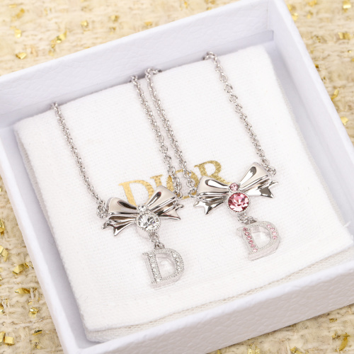 Dior Bowknot Necklace with Pink and White Diamonds, Vintage Style