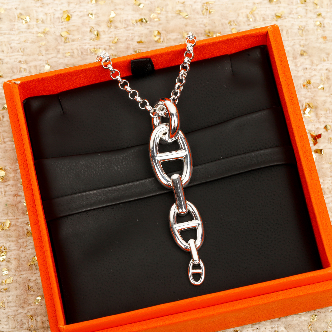 Hermès Zilveren Neus Ketting - Stijlvol en Elegant Accessoire