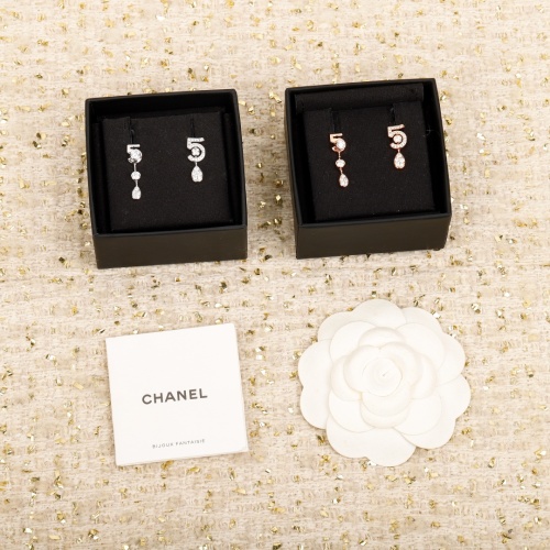 Chanel N°5 Drop Earrings in 925 Silver with Diamonds, Adjustable Height