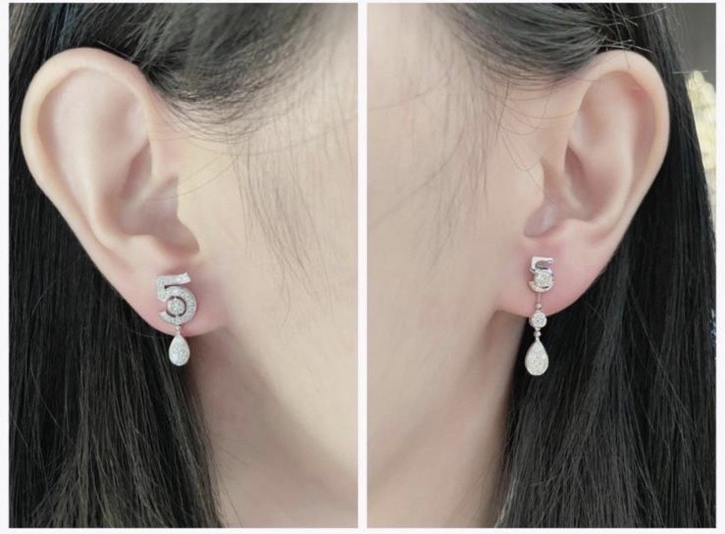 p190【我们出品】水滴耳环ZP 💰110 200+ 可订做真金真钻,只做对版ZP真金货,Pk市面各种金货❗️
【chanel新款N°5水滴耳环】Eternal N°5系列为了向5号香水的百年传奇致敬,小香高级珠宝创意工作室选用K金和钻石来勾勒ch@nel女士钟爱的数字,并创作了一个象征幸运的系列。这个幸运数字代表着隽永恒久的精髓。。
这款耳环有2种佩戴方式,其中有一只耳环可以调接高度,可拆卸,两种戴法。通体采用925银,手工镶嵌钻石,保色程度更久。