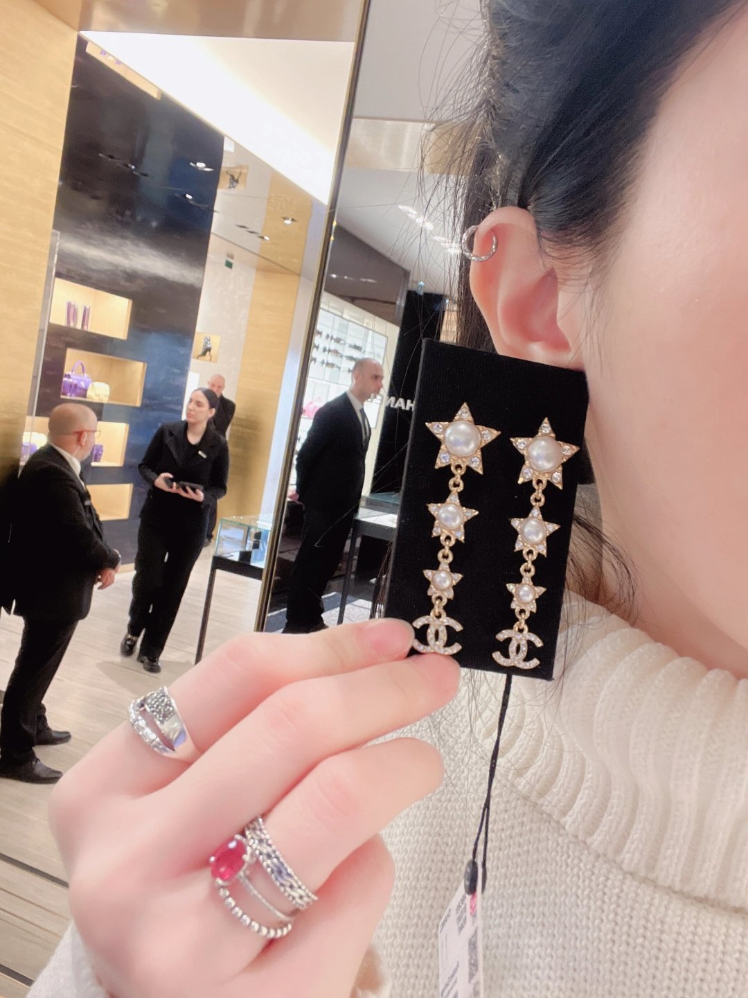 Chanel 24C Star CC Drop Earrings, Gold Plated Brass, Pearl and Rhinestone 10 cmp i1755794828758 4647 0 8