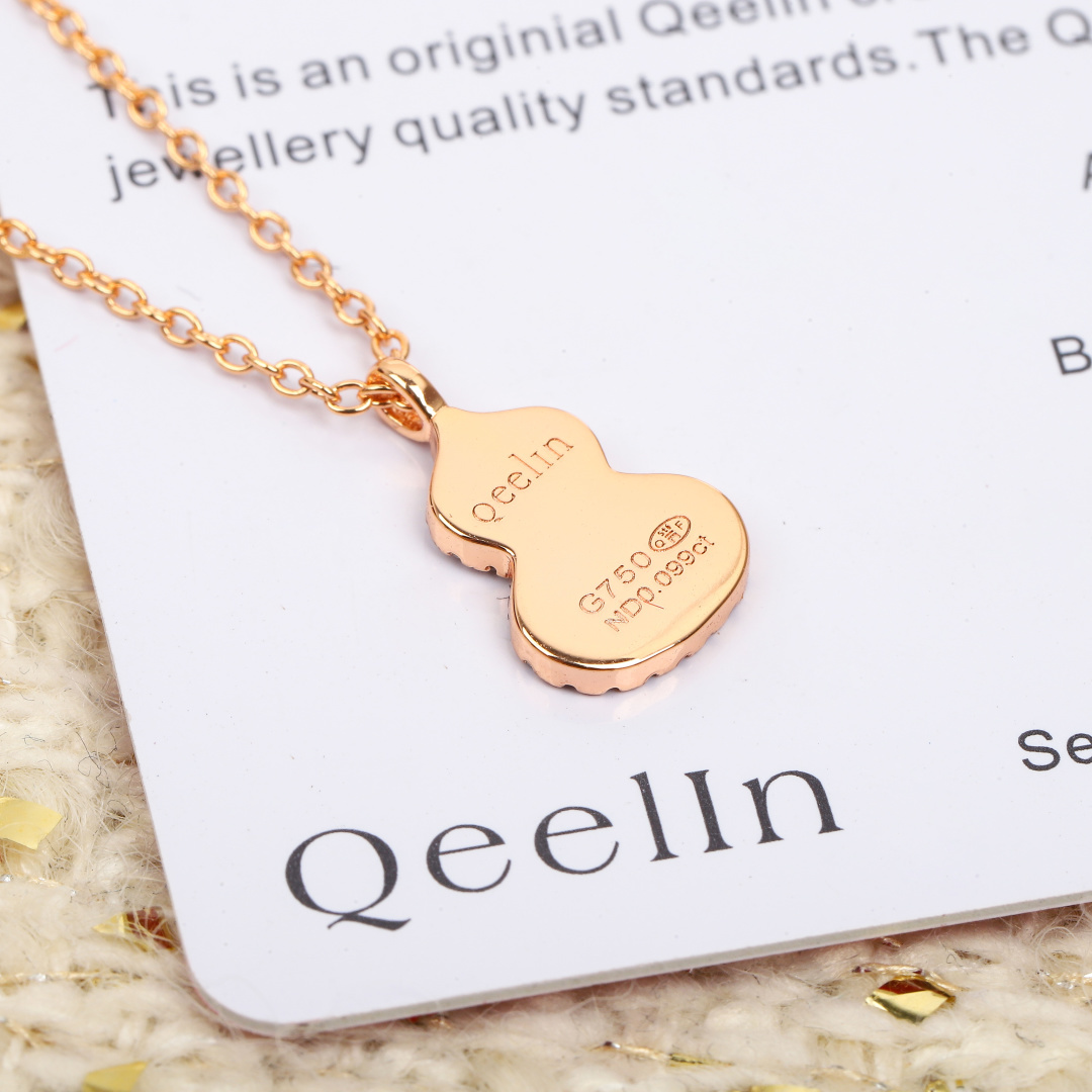 【】葫芦小号项链，可订做真金真钻版，量大咨询客FuQeeli@麒麟葫芦珠宝采用 中国元素与现代设计融合，